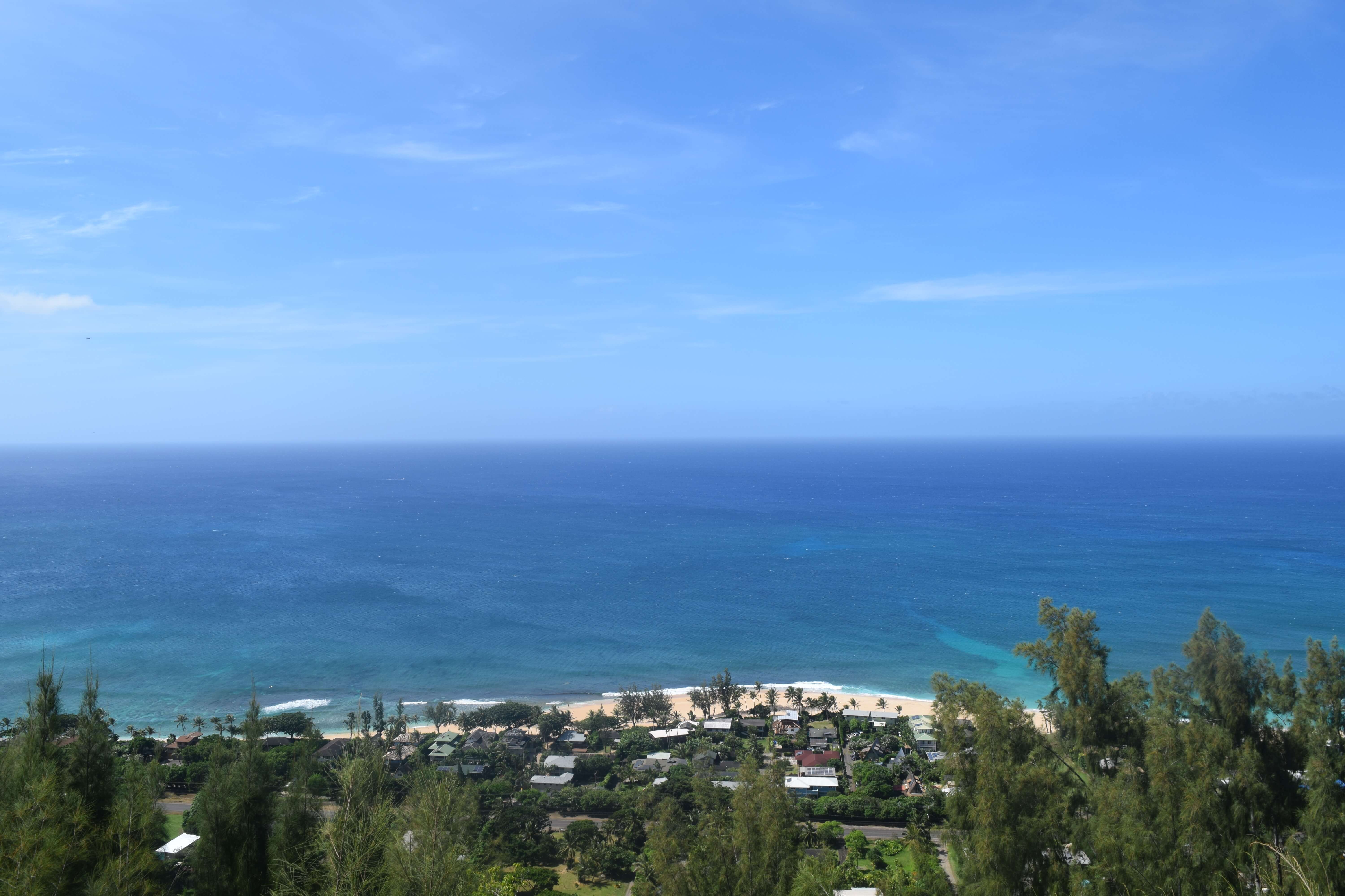 View from the top of the Ehukai Pillboxes hike in North Shore Oahu