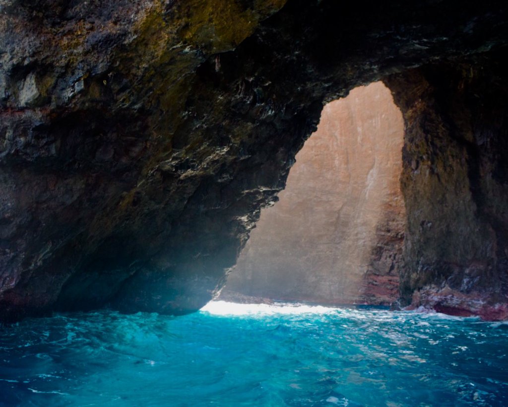 a picture of a sea cave on the Na Pali Coast