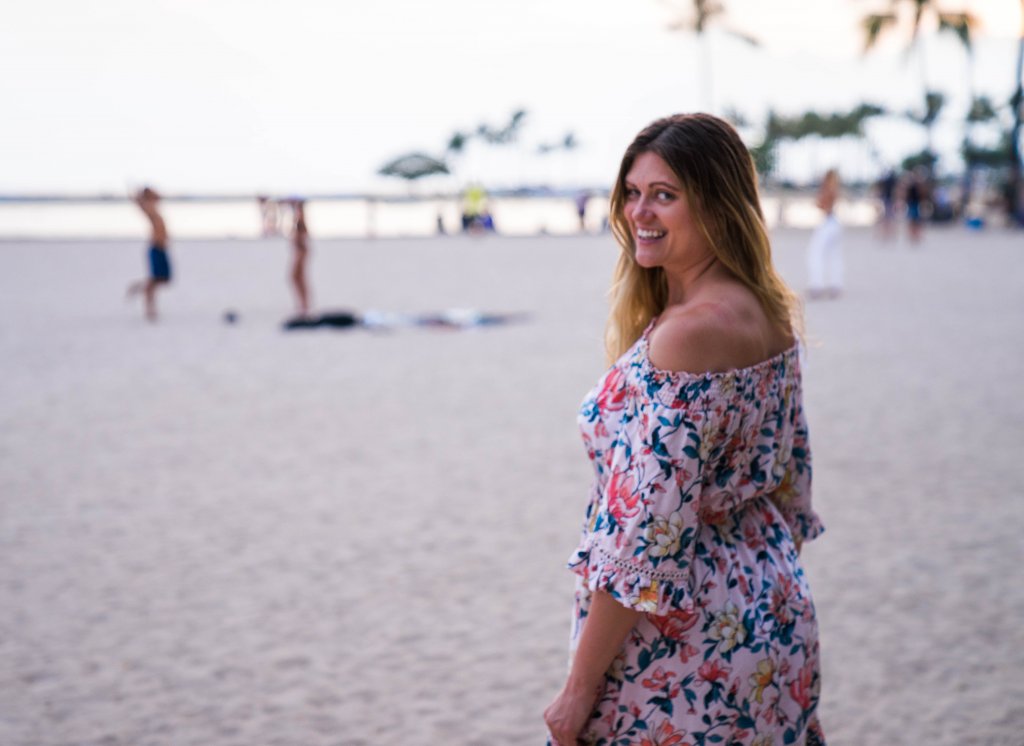 a women standing on the beach