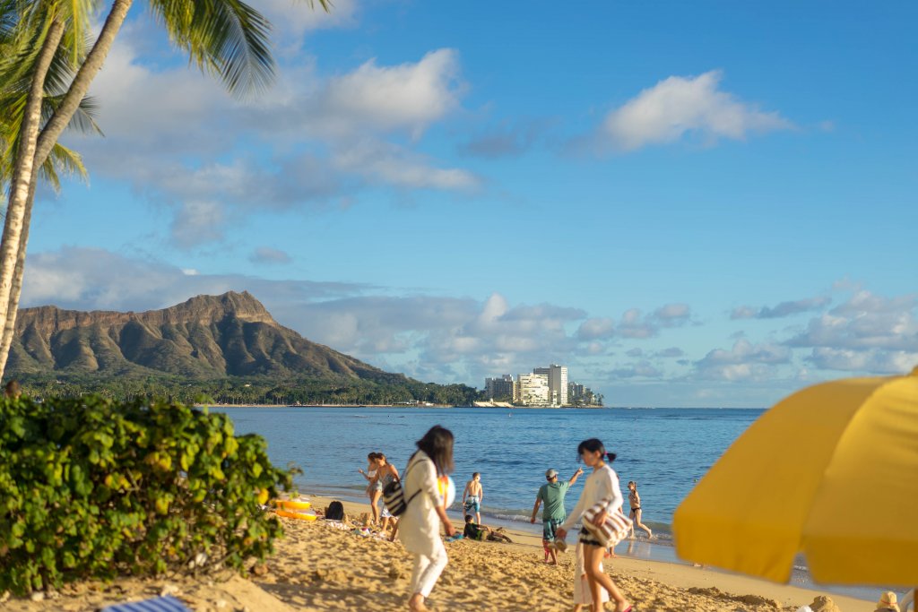 Waikiki Beach with Diamond Head in the background