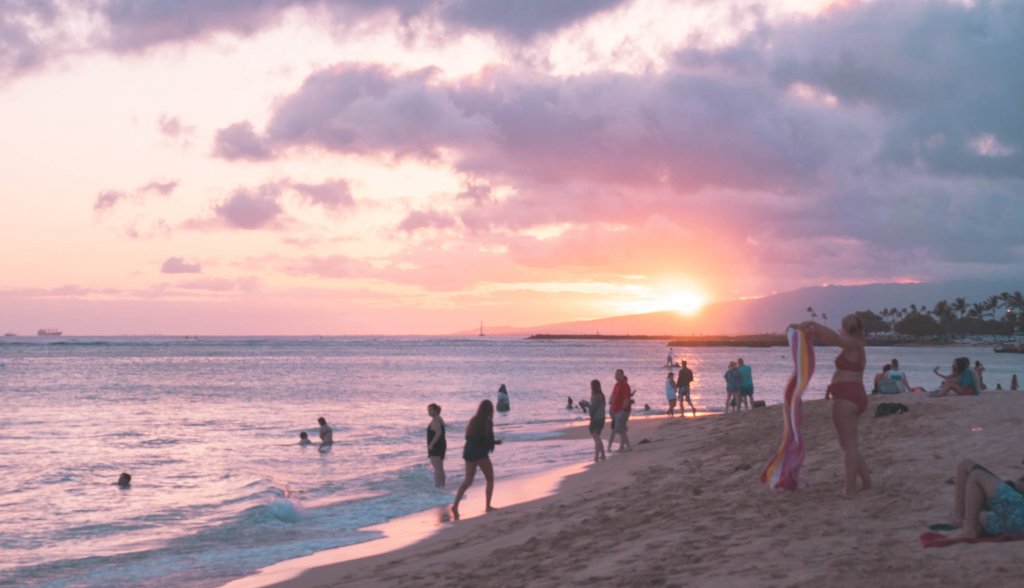 people on the beach at Waikiki