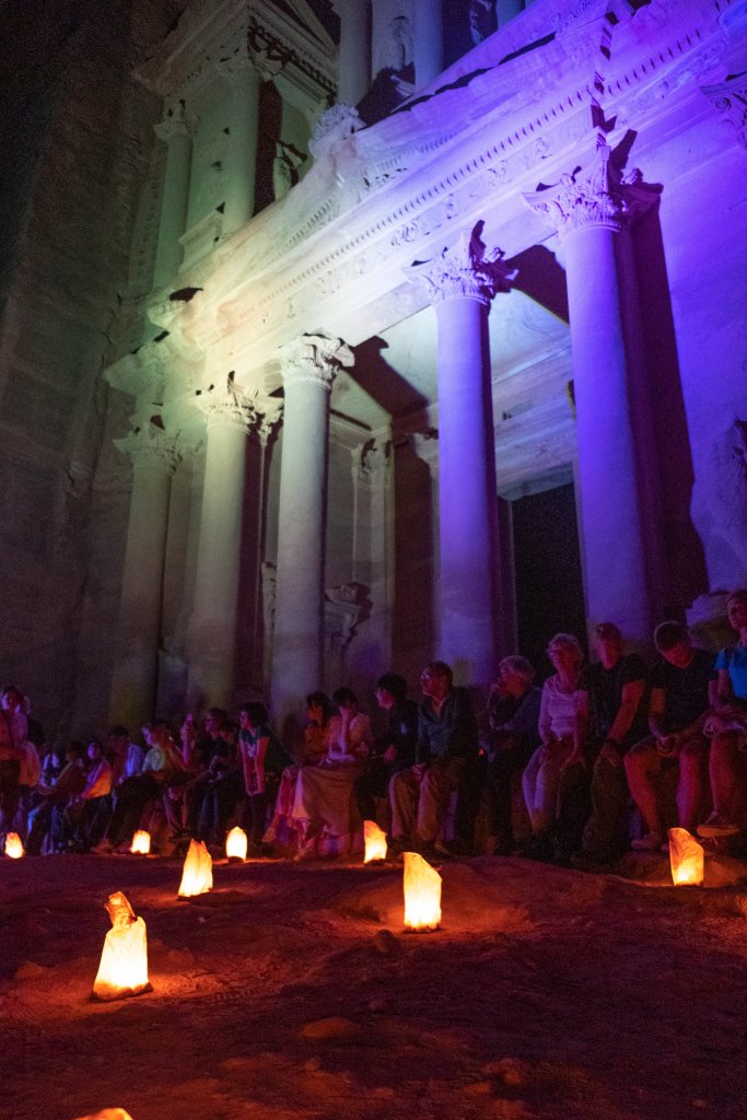 Petra, Jordan at night lit up by candles