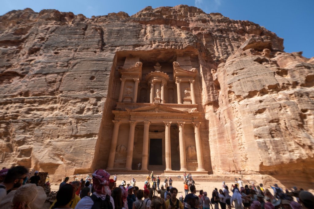 crowds of people visiting Petra