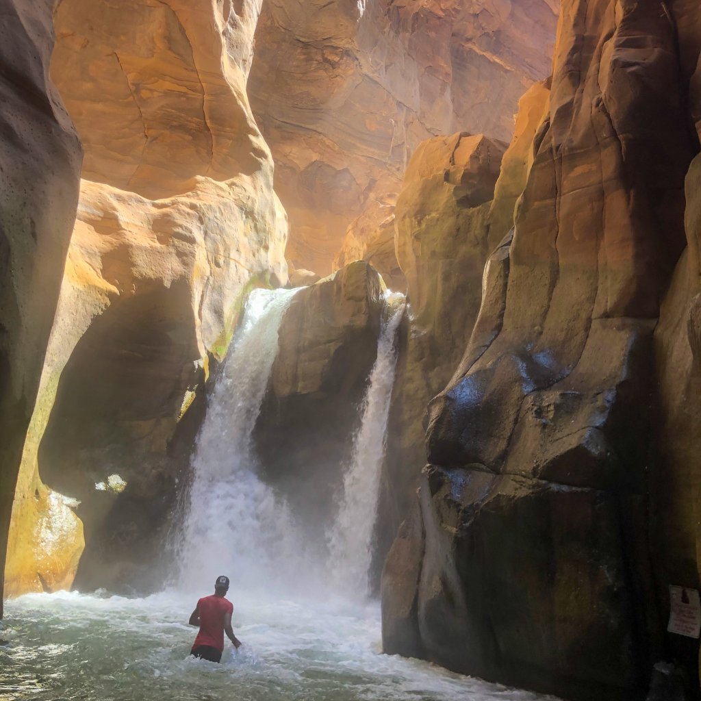 waterfalls at the Wadi Mujib Siq Trail