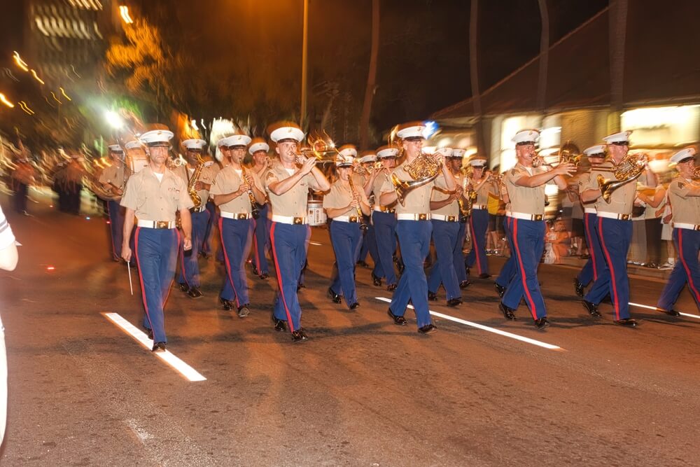 a band playing in a parade