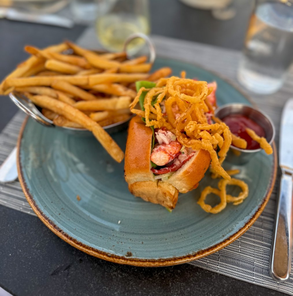 a lobster roll and french fries